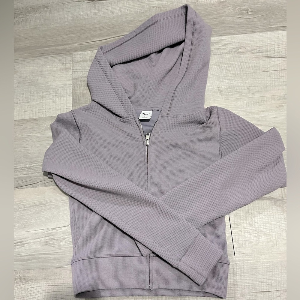 Aritzia TNA Waffle Zip Up Hoodie in purple